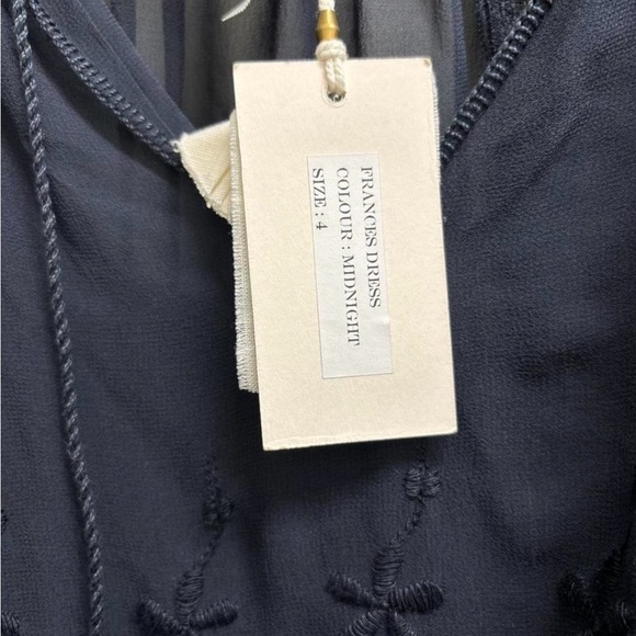 Ulla Johnson Frances Silk Embroidered Tassel Dress Midnight Blue Size 4 NWT Boho - Picture 8 of 11